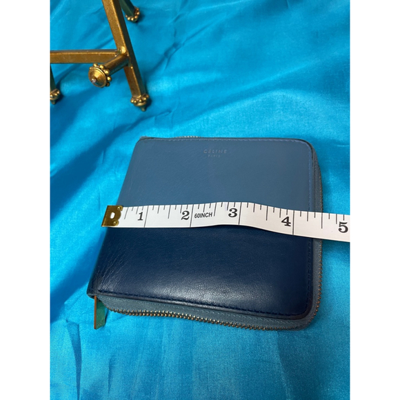 Celine Wallet Unisex Two Tone Blue Leather Zip Around Excellent Condition - Picture 13 of 15